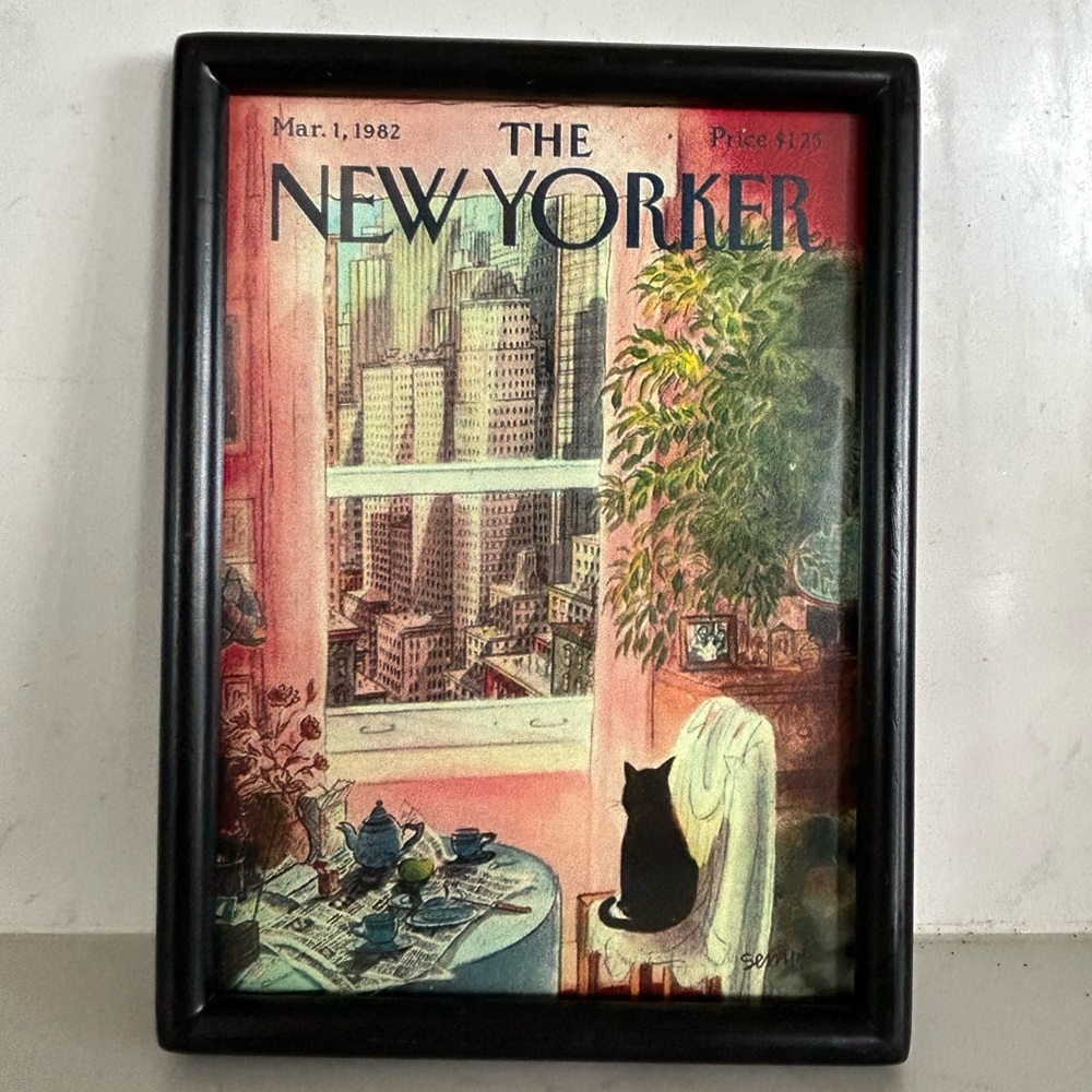 The New Yorker March 1982 Framed Print in wood frame 5.5 x 7.5 inches